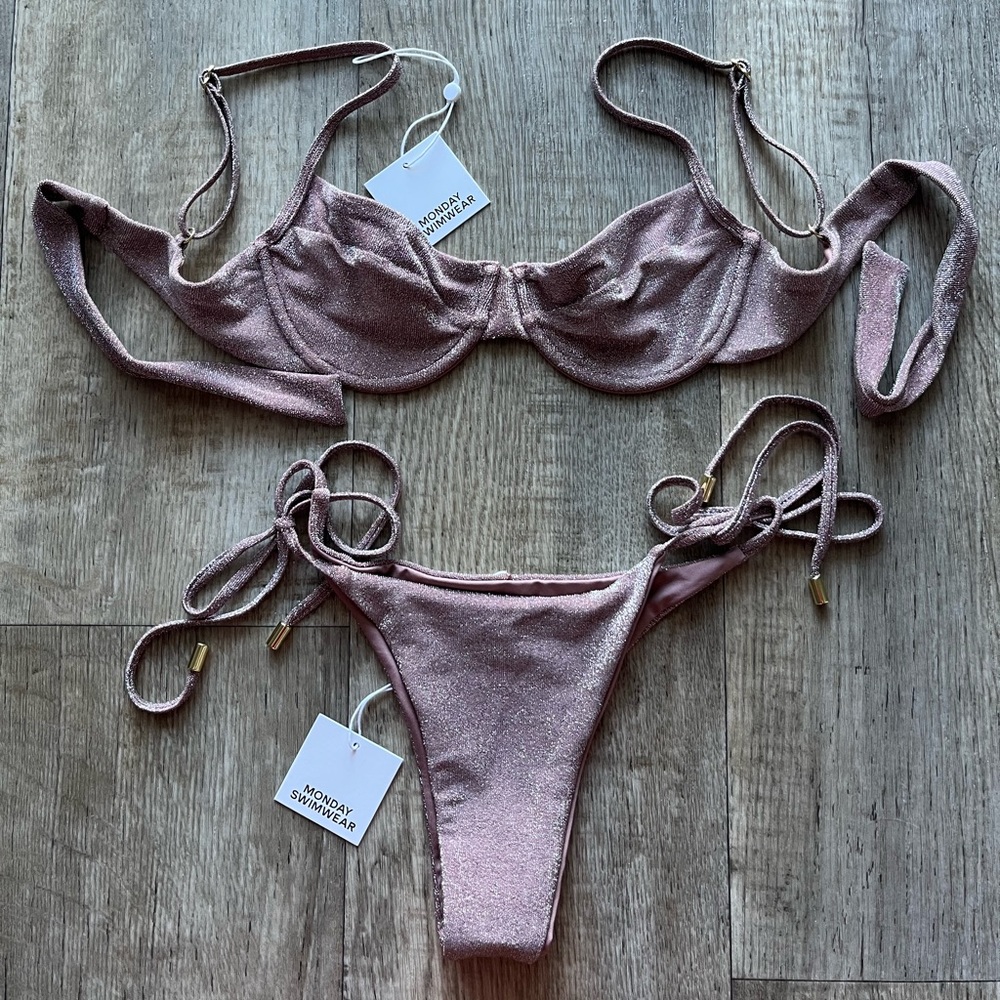 Monday swimwear Maui top / Palms bottom in mauve shimmer